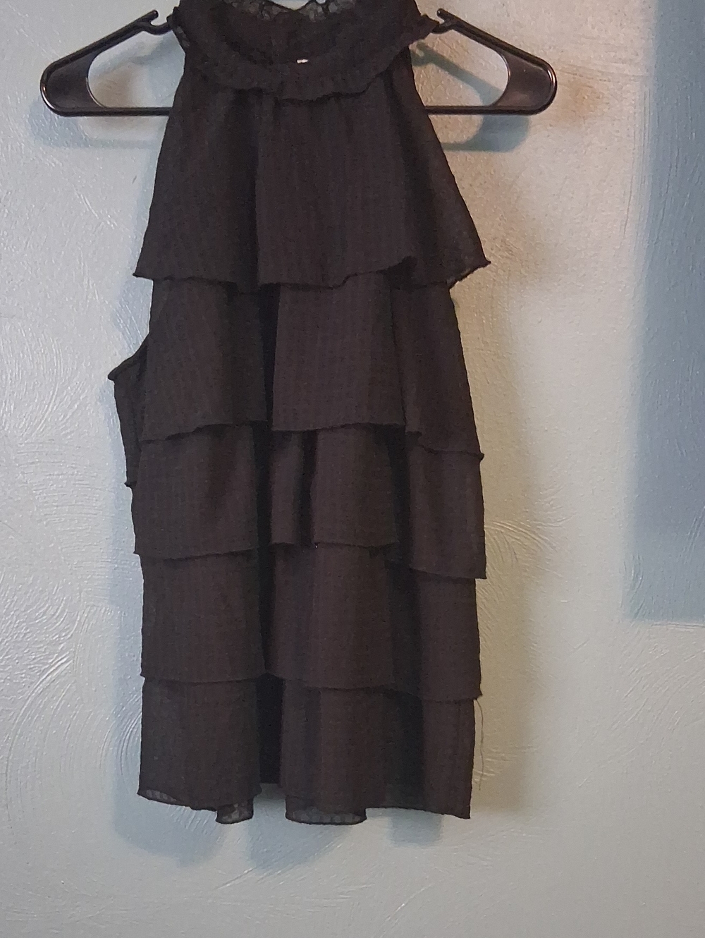 Adiva Black Tiered Ruffle Shirt